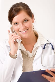 Female doctor on the phone