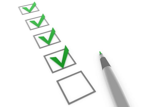3d check box pen white background