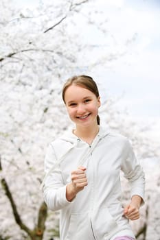 Girl jogging in park
