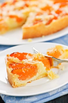 Slice of apricot and almond pie