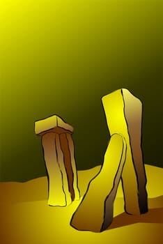 Digital painting of stone pillars