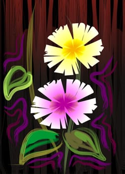 Digital painting of two flowers