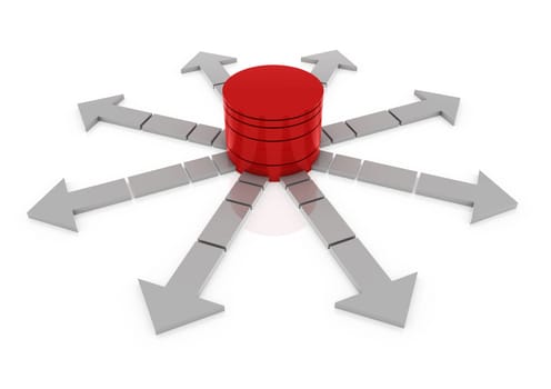 3D Arrow Circle Red Grey