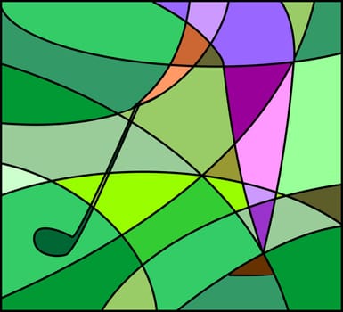 Digital painting of a man playing golf