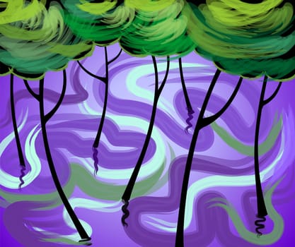 Digital painting of trees