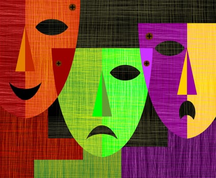 Digital painting of three masks
