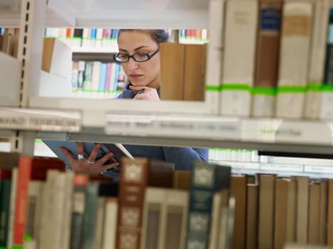 portrait of girl in library