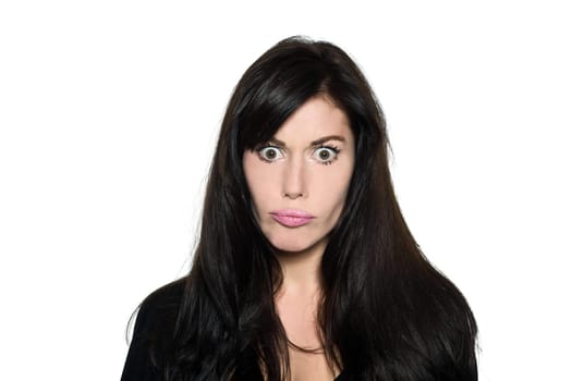 woman beautiful portrait confusion silly stupid angry