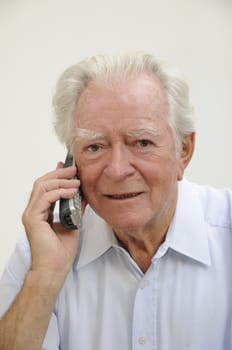 Pensioner with mobile phone