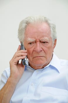 Pensioner with mobile phone