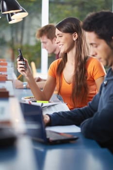 students in library