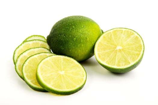 fresh lime with half and slices