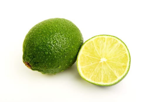 fresh lime with lime half