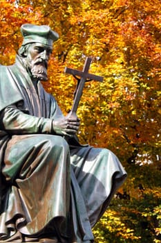 Johannes Huss (also: Jan Hus) priest,reformer and martyr, Leader of the ecclesiastical-political reform movement in the Czech Republic at the beginning of the 15th century and rector of Charles University in Prague (1409-1410)