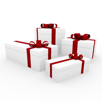 3d red white gift box