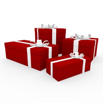 3d red white gift box