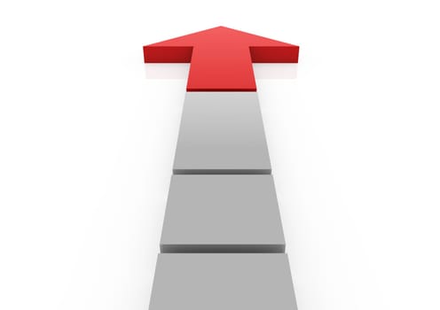 3d red gray arrow high isolated on we