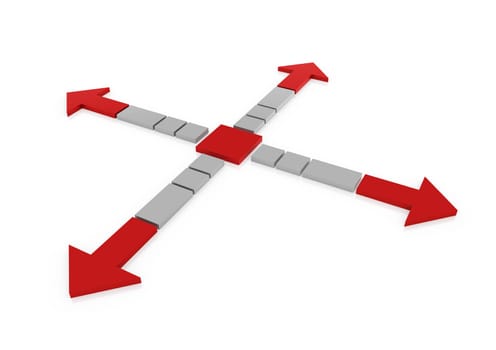 3d red gray arrow high isolated on we