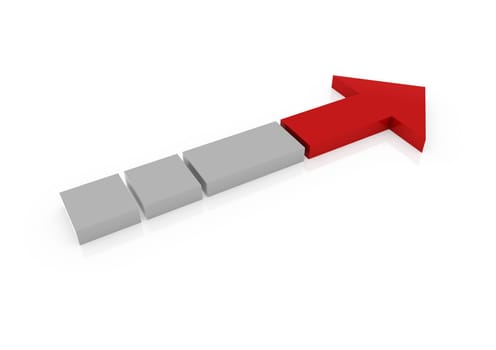 3d red gray arrow high isolated on we