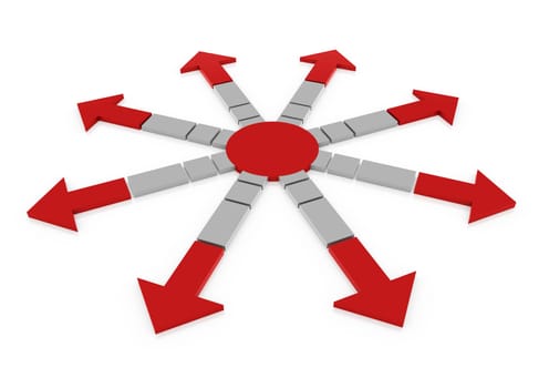 3d red gray arrow high isolated on we