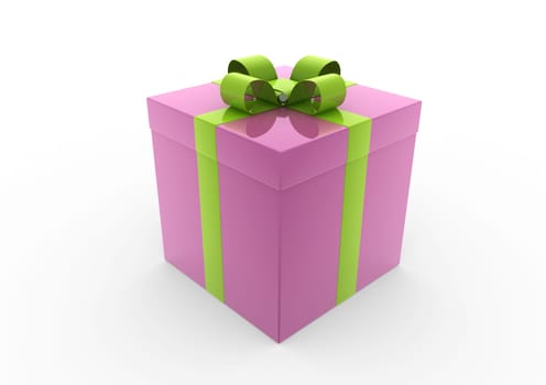 3d pink green white gift box