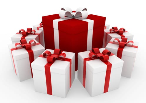 3d red white gift box