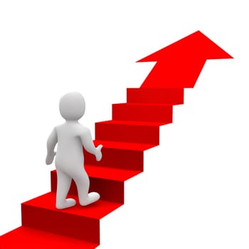 Man and red stairs