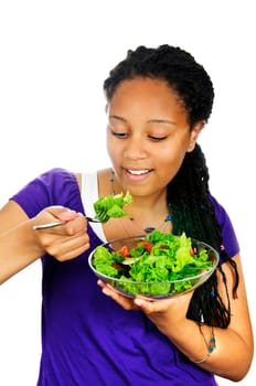 Girl having salad
