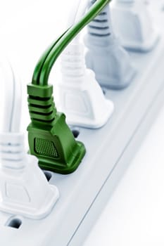 Wires plugged into power bar