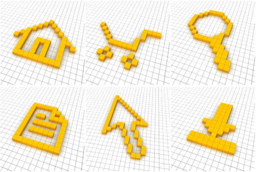 Set of 6 orange icons