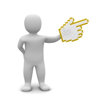 Man and hand mouse cursor
