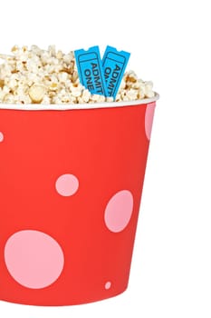 Detail of tickets and popcorn