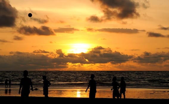 Silhouette of football players