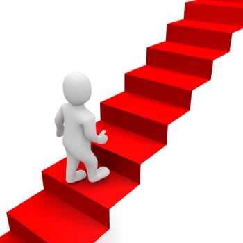 Man and red carpet stairs