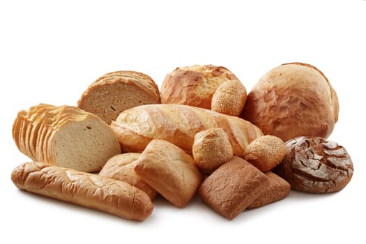 Group of different bread products