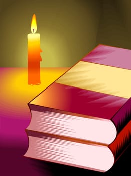 Holy book in the midst of candle light