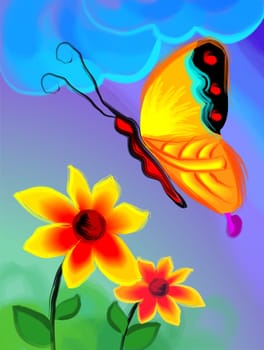 butterfly towards the beauty