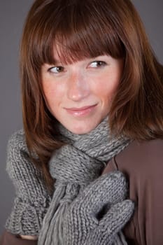 portrait of woman with wool scarf
