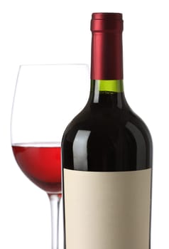 Red wine bottle and glass
