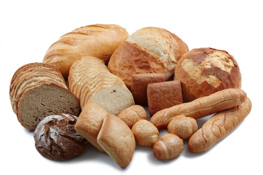 Group of different bread products