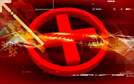 Digital illustration of Red cross symbol in colour background