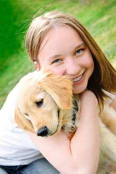 Girl with puppy