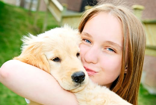 Girl with puppy