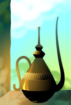 Golden Arabic tea pot