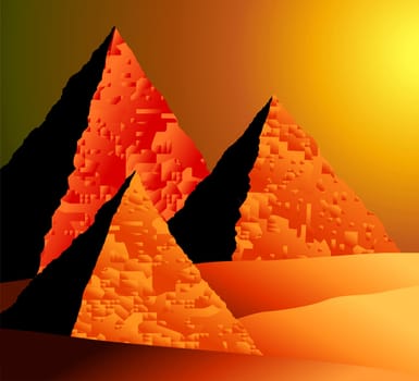 The beauty of pyramid in the sunset
