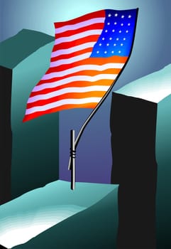 Flying flag of USA