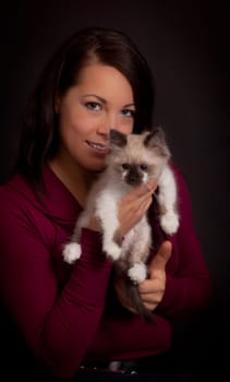Woman with kitten