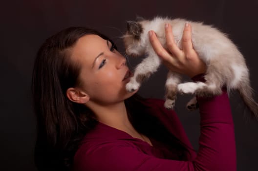 Woman with kitten