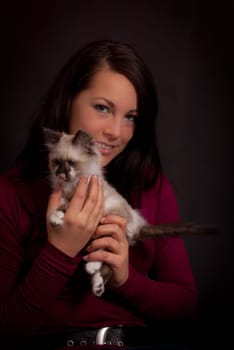 Woman with kitten