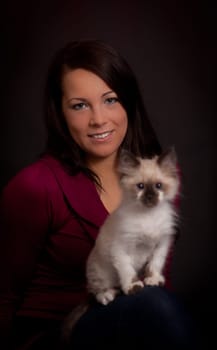 Woman with kitten